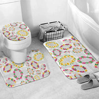 Hawaiian Kakau Tattoo Leis and Palaka Pattern Bathroom Set Traditional Aloha Tribal White Color
