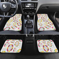 Hawaiian Kakau Tattoo Leis and Palaka Pattern Car Mats Traditional Aloha Tribal White Color