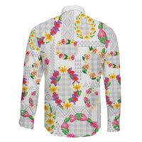 Hawaiian Kakau Tattoo Leis and Palaka Pattern Family Matching Off Shoulder Maxi Dress and Hawaiian Shirt Traditional Aloha Tribal White Color LT03 - Polynesian Pride