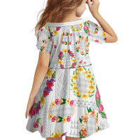 Hawaiian Kakau Tattoo Leis and Palaka Pattern Family Matching Summer Maxi Dress and Hawaiian Shirt Traditional Aloha Tribal White Color LT03 - Polynesian Pride