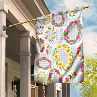 Hawaiian Kakau Tattoo Leis and Palaka Pattern Garden Flag Traditional Aloha Tribal White Color