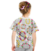 Hawaiian Kakau Tattoo Leis and Palaka Pattern Kid T Shirt Traditional Aloha Tribal White Color LT03 - Polynesian Pride