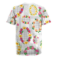 Hawaiian Kakau Tattoo Leis and Palaka Pattern Rugby Jersey Traditional Aloha Tribal White Color