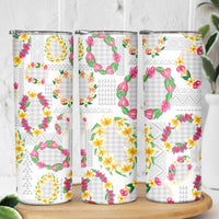 Hawaiian Kakau Tattoo Leis and Palaka Pattern Skinny Tumbler Traditional Aloha Tribal White Color LT03 - Polynesian Pride