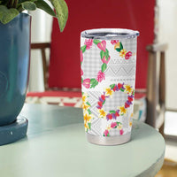 Hawaiian Kakau Tattoo Leis and Palaka Pattern Tumbler Cup Traditional Aloha Tribal White Color LT03 - Polynesian Pride