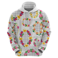 Hawaiian Kakau Tattoo Leis and Palaka Pattern Zip Hoodie Traditional Aloha Tribal White Color LT03 - Polynesian Pride