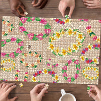 Hawaiian Kakau Tattoo Leis and Palaka Pattern Puzzle Traditional Aloha Tribal Beige Color