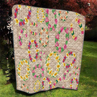 Hawaiian Kakau Tattoo Leis and Palaka Pattern Quilt Traditional Aloha Tribal Beige Color