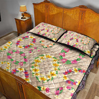Hawaiian Kakau Tattoo Leis and Palaka Pattern Quilt Bed Set Traditional Aloha Tribal Beige Color