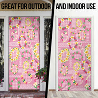 Hawaiian Leis Door Cover Kakau Tattoos and Palaka Pastel Pink Color