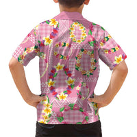 Hawaiian Leis Family Matching Off Shoulder Maxi Dress and Hawaiian Shirt Kakau Tattoos and Palaka Pastel Pink Color LT03 - Polynesian Pride