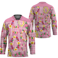 Hawaiian Leis Hockey Jersey Kakau Tattoos and Palaka Pastel Pink Color