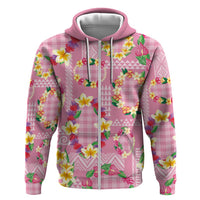 Hawaiian Leis Hoodie Kakau Tattoos and Palaka Pastel Pink Color