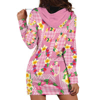 Hawaiian Leis Hoodie Dress Kakau Tattoos and Palaka Pastel Pink Color LT03 - Polynesian Pride