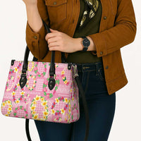 Hawaiian Leis Leather Bag Kakau Tattoos and Palaka Pastel Pink Color