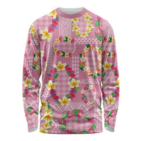 Hawaiian Leis Long Sleeve Shirt Kakau Tattoos and Palaka Pastel Pink Color