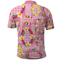 Hawaiian Leis Polo Shirt Kakau Tattoos and Palaka Pastel Pink Color