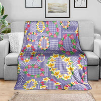 Hawaiian Leis Blanket Kakau Tattoos and Palaka Pastel Purple Color