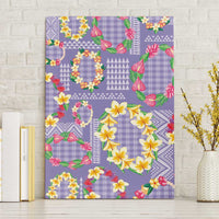 Hawaiian Leis Canvas Wall Art Kakau Tattoos and Palaka Pastel Purple Color