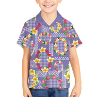 Hawaiian Leis Family Matching Off Shoulder Short Dress and Hawaiian Shirt Kakau Tattoos and Palaka Pastel Purple Color LT03 Son's Shirt Purple - Polynesian Pride
