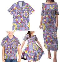 Hawaiian Leis Family Matching Puletasi and Hawaiian Shirt Kakau Tattoos and Palaka Pastel Purple Color LT03 - Polynesian Pride