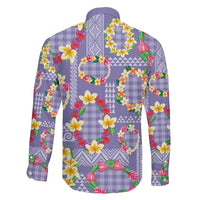 Hawaiian Leis Family Matching Tank Maxi Dress and Hawaiian Shirt Kakau Tattoos and Palaka Pastel Purple Color LT03 - Polynesian Pride