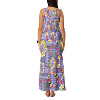 Hawaiian Leis Family Matching Tank Maxi Dress and Hawaiian Shirt Kakau Tattoos and Palaka Pastel Purple Color LT03 - Polynesian Pride