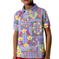 Hawaiian Leis Kid Polo Shirt Kakau Tattoos and Palaka Pastel Purple Color LT03 Kid Purple - Polynesian Pride