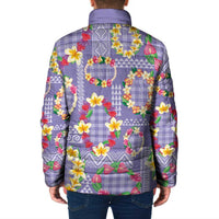 Hawaiian Leis Padded Jacket Kakau Tattoos and Palaka Pastel Purple Color