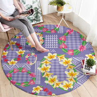 Hawaiian Leis Round Carpet Kakau Tattoos and Palaka Pastel Purple Color