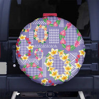 Hawaiian Leis Spare Tire Cover Kakau Tattoos and Palaka Pastel Purple Color LT03 No hole Purple - Polynesian Pride
