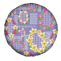 Hawaiian Leis Spare Tire Cover Kakau Tattoos and Palaka Pastel Purple Color LT03 - Polynesian Pride