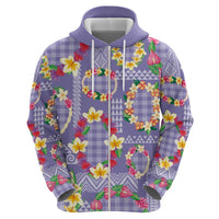 Hawaiian Leis Zip Hoodie Kakau Tattoos and Palaka Pastel Purple Color LT03 - Polynesian Pride