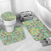 Hawaiian Leis Bathroom Set Kakau Tattoos and Palaka Pastel Green Color