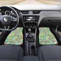 Hawaiian Leis Car Mats Kakau Tattoos and Palaka Pastel Green Color