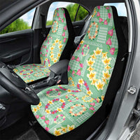 Hawaiian Leis Car Seat Cover Kakau Tattoos and Palaka Pastel Green Color LT03 - Polynesian Pride