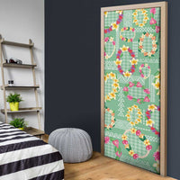 Hawaiian Leis Door Cover Kakau Tattoos and Palaka Pastel Green Color LT03 - Polynesian Pride