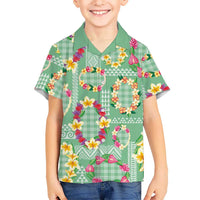 Hawaiian Leis Family Matching Tank Maxi Dress and Hawaiian Shirt Kakau Tattoos and Palaka Pastel Green Color LT03 Son's Shirt Green - Polynesian Pride