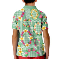 Hawaiian Leis Kid Polo Shirt Kakau Tattoos and Palaka Pastel Green Color LT03 - Polynesian Pride