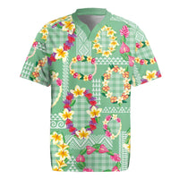 Hawaiian Leis Rugby Jersey Kakau Tattoos and Palaka Pastel Green Color LT03 Green - Polynesian Pride