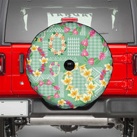 Hawaiian Leis Spare Tire Cover Kakau Tattoos and Palaka Pastel Green Color LT03 - Polynesian Pride