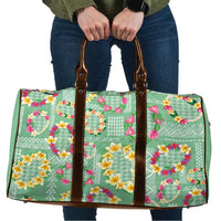Hawaiian Leis Travel Bag Kakau Tattoos and Palaka Pastel Green Color
