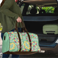 Hawaiian Leis Travel Bag Kakau Tattoos and Palaka Pastel Green Color