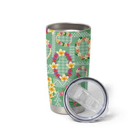 Hawaiian Leis Tumbler Cup Kakau Tattoos and Palaka Pastel Green Color