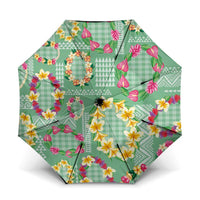 Hawaiian Leis Umbrella Kakau Tattoos and Palaka Pastel Green Color