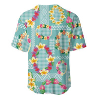 Hawaiian Leis Baseball Jersey Kakau Tattoos and Palaka Pastel Teal Color