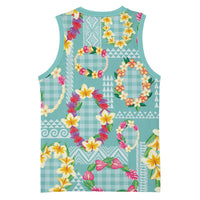 Hawaiian Leis Basketball Jersey Kakau Tattoos and Palaka Pastel Teal Color