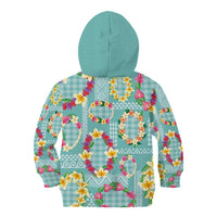 Hawaiian Leis Kid Hoodie Kakau Tattoos and Palaka Pastel Teal Color