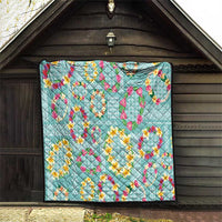 Hawaiian Leis Quilt Kakau Tattoos and Palaka Pastel Teal Color