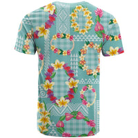 Hawaiian Leis T Shirt Kakau Tattoos and Palaka Pastel Teal Color